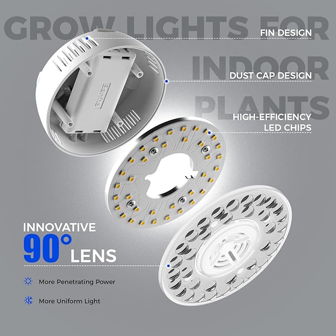 Barrina Orbgrow OG09 Puck LED Grow Light, 5000K 9W (135 Watt Equiv), Plant Lights for Indoor Plants Full Spectrum, Magnetic & Linkable, Small Grow lamp, Perfect for Plant Shelf, 1 Pack