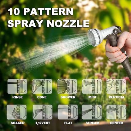 Retractable Garden Hose Reel, 5/8 in 100+6 ft, Heavy Duty Wall Mounted Water Hose Reel, Spring Power Automatic Rewind, Any Length Lock, 180° Swivel Bracket, 10 Pattern Spray Nozzle