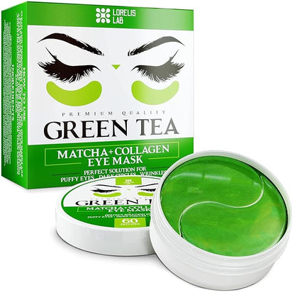 Under Eye Patches for Puffy Eyes, Dark Circles, Undereye Bags - Green Tea Skincare Treatment Mask for Wrinkles, Puffiness Reducer - Hyaluronic Acid, Collagen,Caffeine - Gifts for Women & Men - 60 Pads
