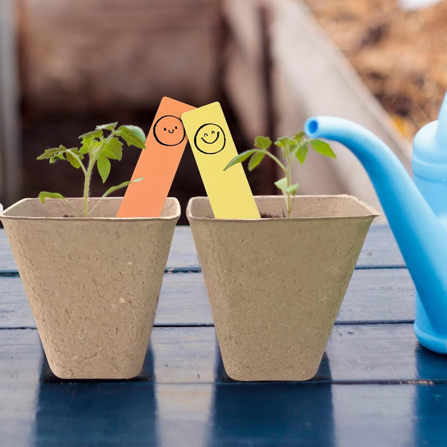 3T GROUP 120 Pack 3.15 Inch Square Small Plant Pots,Disposable Flower Pots,Mini Compostable Pot for Plant,Biodegradable Seed Planting Peat Seedling Pot Cups with 100 Labels,Tool,Pen