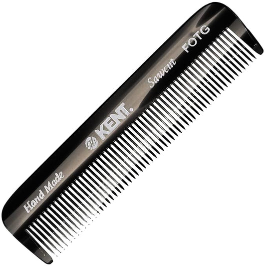 Kent FOT Black Graphite Fine Tooth Beard Comb - 4.5" Handmade Pocket Travel Comb for Men - Styling Combs for Fine or Thinning Hair, Mustache and Beard Care and Hair Care Kent