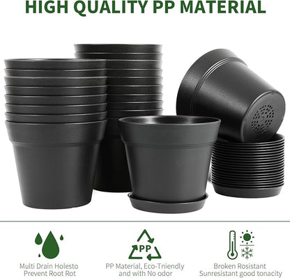 GARDIFE 20 Pack 4 inch Plant pots, planters for Indoor Plants, Flower pots, Black