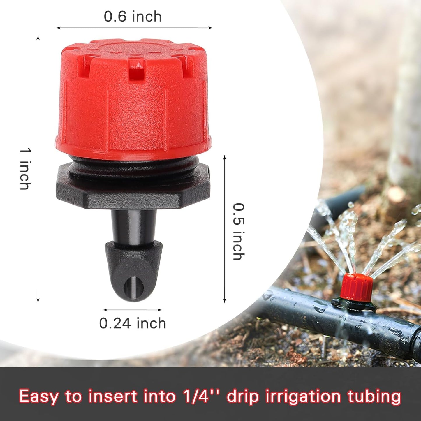 120 PCS Irrigation Drippers Sprinklers,1/4 Inch Drip Emitters, 360 Degree Adjustable Flow Dripper, 8-Hole Irrigation Nozzles for Flower Plant Watering System