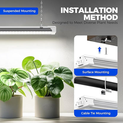 Barrina TX36 2FT Grow Light for Indoor Plants, 36W(200W Equivalent), High PPFD, 5000K Daylight Full Spectrum, Hanging Plant Light for Greenhouse Indoor Growing with On/Off Switch, Linkable, 1 Pack