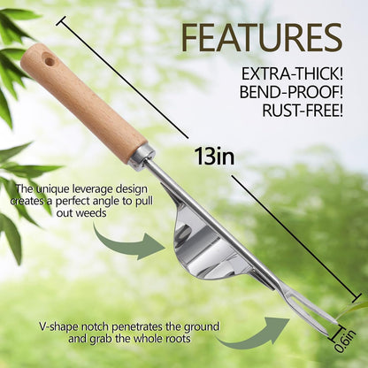Gardening Hand Weeder Tools, 6 Teeth Uprooting Weeding Tool Multifunctional Manual Hand Weeder for Lawn Garden, Crack Weeder Crevice Weeding Tool, 3 PCS