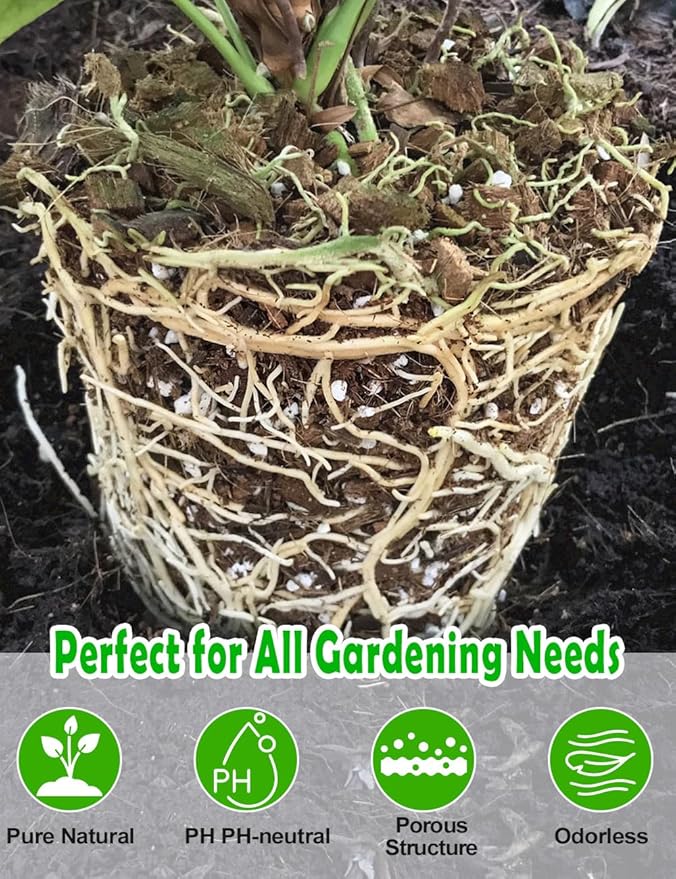 TOYPOPOR Perlite for Plants, (6qt) 3-6mm Organic Perlite for Gardening, Perlite for Plants Indoor, Soil Additive Conditioner Mix Improve Drainage and Ventilation Promote Root Growth and Soil Health
