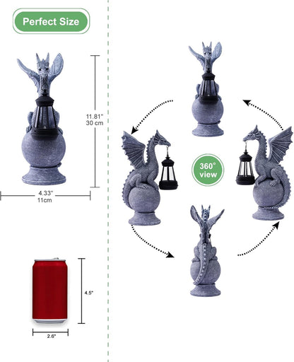 Qeeman Dragon on Ball Statues: Garden Decor Outdoor Decorations Art Figurine for Patio Balcony Yard Lawn