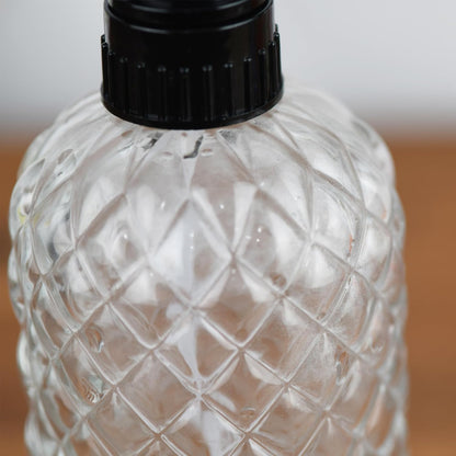 Glass Handheld Spray Bottle - 12oz Refillable Bottle ，Adjustable Nozzle Watering Can for Garden Plants Cleaning Solutions (Clear)