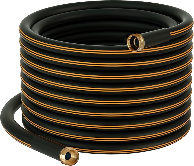 Atlantic Heavy Duty Garden Hose 75 ft x 5/8 Inch Black Color Durable Water Hose (75 Feet)