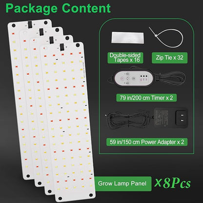 TONYFUL LED Grow Lights, 360 LEDs Plant Lights for Indoor Growing, 36W Premium Full Spectrum Grow Light with 4/8/12H Timer, 10 Dimmable Levels - Ideal for Indoor Growing (8Pcs)