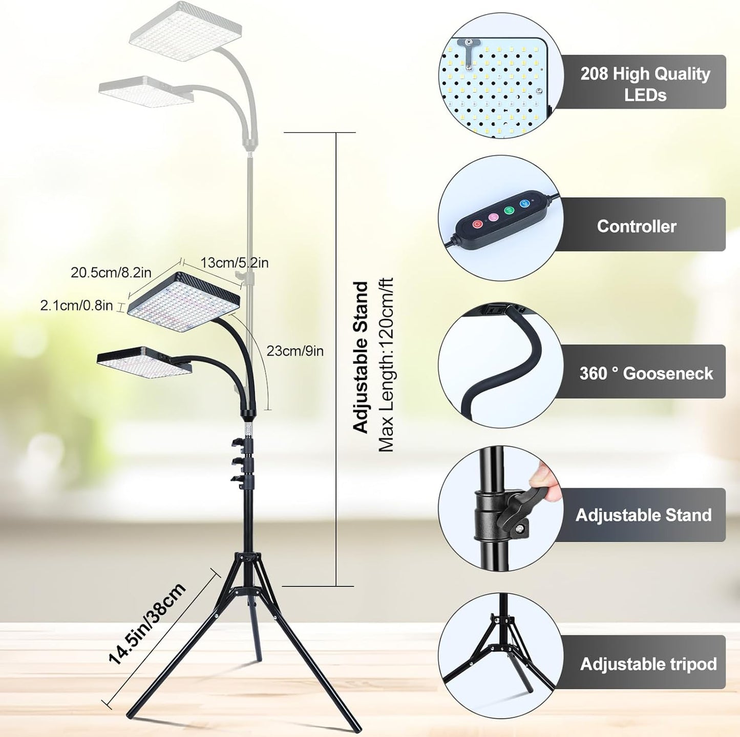 Grow Light with Stand, Orchbloom Grow Lights for Indoor Plants 50W, Natural Sunlight Full Spectrum Plant Growing Lamps for Houseplants & Bonsai Tree, 4/8/12 Hr Timer Plant Light Auto On/Off Everyday