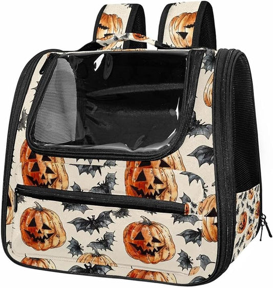 Dog Carrier Backpack for Small Pets - Cat & Dog Backpack for Hiking, Camping or Travel, Pumpkin Helloween0
