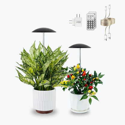LED Grow Lights for Indoor Plants 2 Pack, Smart USB Small Full Spectrum Plant Lights with Remote, Height Adjustable, Auto On/Off Timer, Ideal for Home Decoration, Black