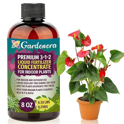 GARDENERA Premium 3-1-2 All Purpose Liquid Fertilizer Consentrate for All Indoor Plants & Flowers - Promotes Biomass Growth and Vibrant Leaf Color - 8oz Bottle
