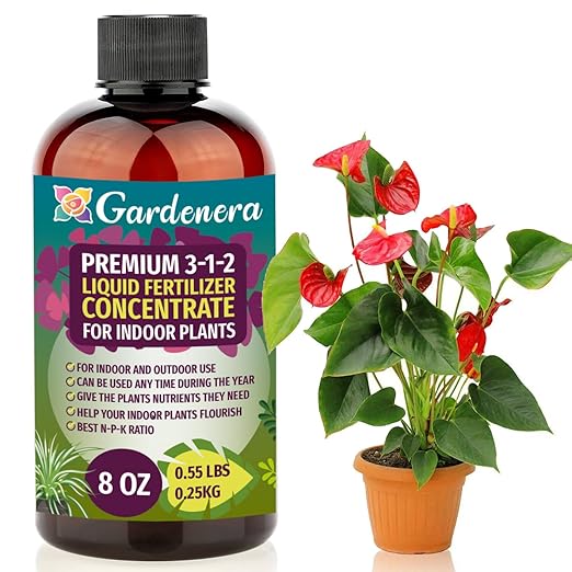 GARDENERA Premium 3-1-2 All Purpose Liquid Fertilizer Consentrate for All Indoor Plants & Flowers - Promotes Biomass Growth and Vibrant Leaf Color - 8oz Bottle