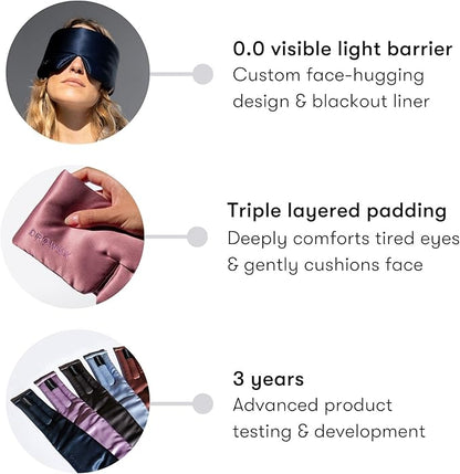 DROWSY Silk Sleep Mask - Face-Hugging, Padded Cocoon for Luxury Sleep in Total Darkness - 100% Pure Mulberry Silk (Sunset Pink)