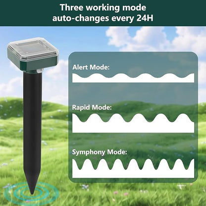 Mole Repellent Solar Powered, 8 Pack Waterproof Ultrasonic Deterrent Gopher Vole Repellent Outdoor, Repellent Rat, Squirrel, Skunk, Mole for Lawns Garden Yard