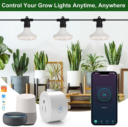 Outdoor Grow Lights Waterproof, Full Spectrum String Grow Light with 22FT Light String Cord for Seedling, Veg, Flower in Greenhouse, Garden, Backyard, Farm (12 Lights, with Smart Plug)