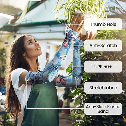 Gardening Sleeves Farm Sun Protection Arm Cooling Sleeves Thorn Proof Garden for Women Men with Thumb Hole