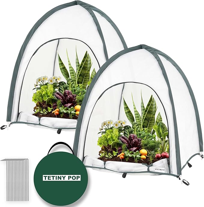 2pcs Quick Open Plant Covers Freeze Protection Portable Small Cover for Garden Flower and Flowerpot Cold Frost for Winter Frost Snow Storm Protect from Birds, Pests (Non-Woven(28" L x 28" W x 32" H))