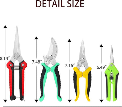 5‑Piece Garden Pruning Shears Set with Gloves & Storage Bag – Stainless Steel Trimming Scissors for Flowers, Herbs & Small Branches – Ergonomic Gardening Tools Kit (Multi-color)