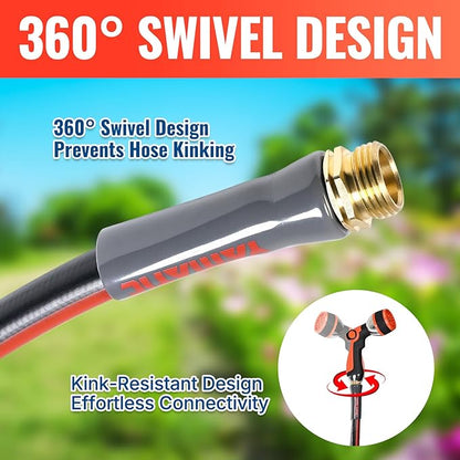 YAMATIC Female to Female Short Garden Hose 5/8 in x 3 ft, 2 in 1 Dual Use Heavy Duty Leader Hose with Solid Brass Connector, All-Weather Water Hose, Burst 300 PSI