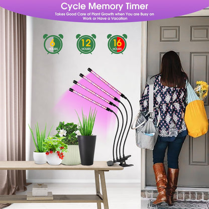 Wolezek Grow Lights for Indoor Plants, 80 LEDs 4 Heads Full Spectrum Red & Blue Plant Light with Clip, Grow Lamp with 6/12/16H Auto Timer, 3 Switch Modes for Seedlings and Succulents