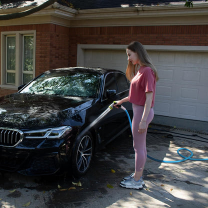 Fevone 75 ft x 5/8" No Kink Garden Hose, 3-Sided Prism Design to Prevent Kinks, Drinking Water Safe, 150 PSI Heavy Duty Water Hose, Flexible Hybrid Polymer with 3/4" Aluminum Fittings