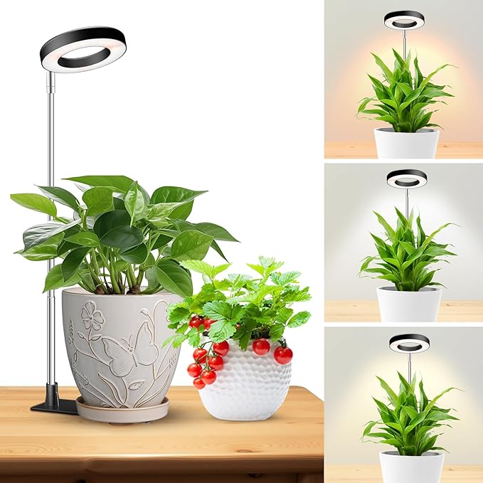 Kullinss Grow Light, 48 LEDs Full Spectrum Plant Lights for Indoor Growing, Small Plant Grow Light with 3/9/12H Timer, 3 Color Modes, 10 Brightness, Height Adjustable Grow Lamp for Small Plants