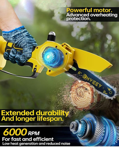 Cordless Pole Saw Electric Tree Trimmer, 2-in-1 Polesaw & Mini Chainsaw with Extension, Includes 2x21V Batteries & Complete Kit for Pruning & Limbing (DHS4088)