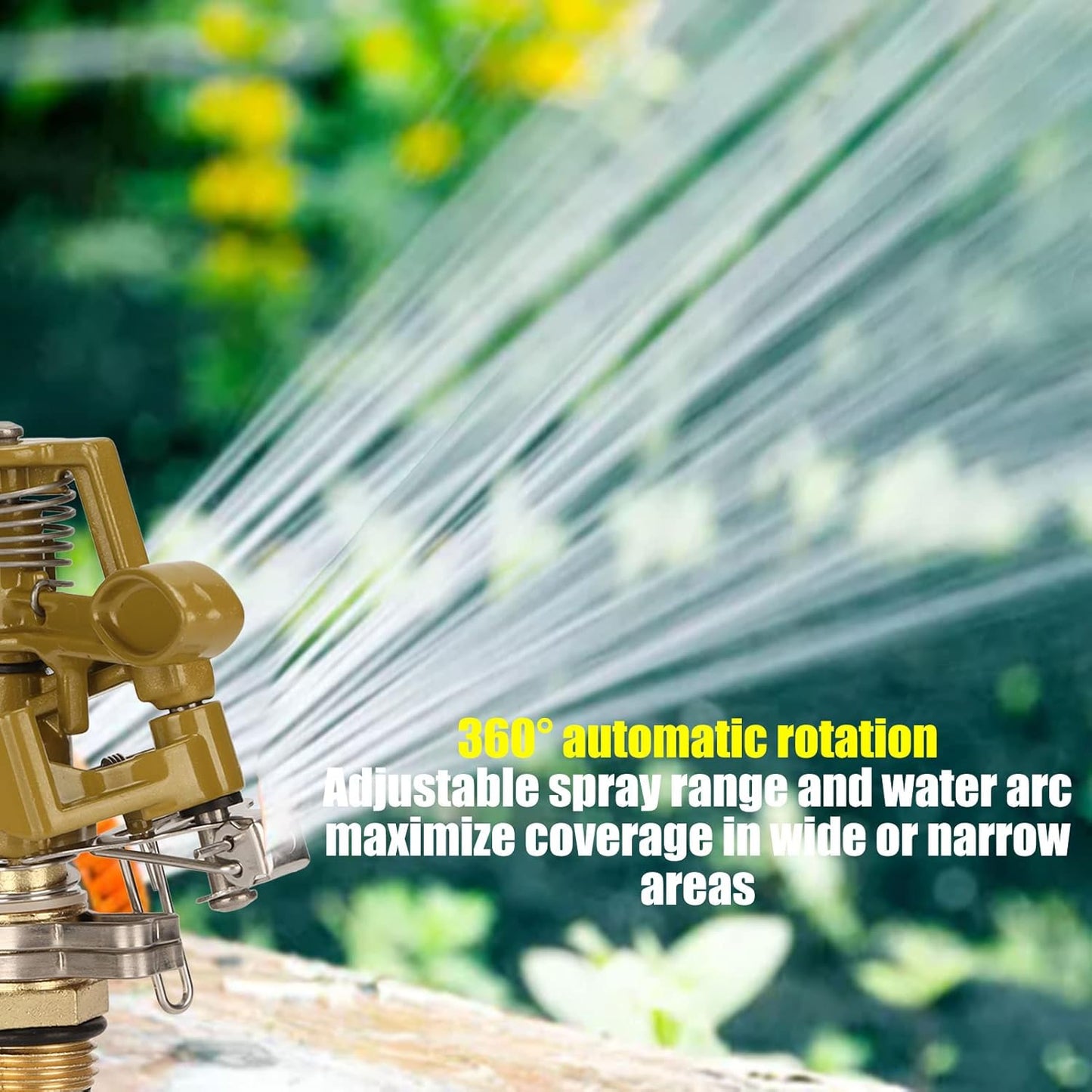 Impact Sprinkler, G1/2 Adjustable Sprinkler Heavy Duty Zinc Alloy 360 Degree Watering Sprinkler with 49ft Spraying Range