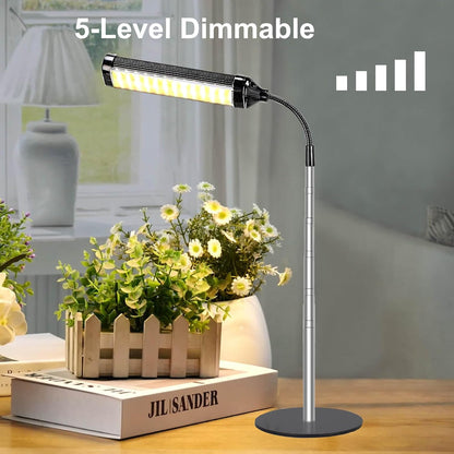 LED Grow Light,3500K Full Spectrum Desk Plant Growing Lamp with 45 LEDs,Adjustable Gooseneck,5-Level Dimmable,Height Adjustable7-23 for Indoor Plants,Auto On Off Timing 2 4 8Hrs