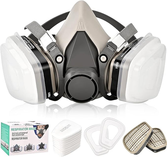 Gas Mask for Painting, Woodworking, Construction, Sanding, Spraying, Chemicals, DIY and More