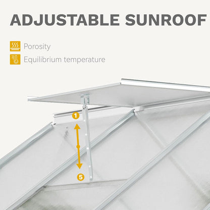 DWVO 8x12FT Polycarbonate Greenhouse Heavy Duty Green Houses Outdoor Aluminum Greenhouses with Sliding Doors Vent Window Walk-in Greenhouse Large Sun House for Garden Backyard, Matte Sliver