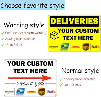 Custom Metal Delivery Sign for Packages, Waterproof Personalized Leave Packages Sign for Home, Leave Your Delivery Instruction on Signage (Normal style, 14"x10")