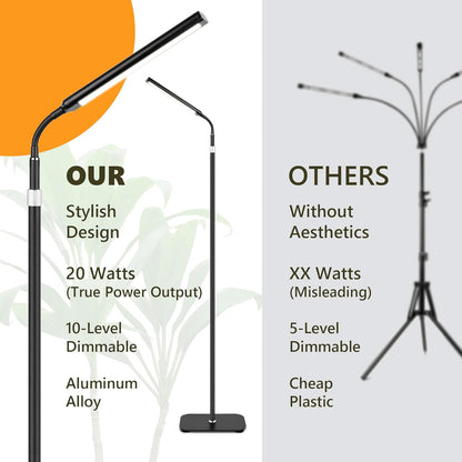 Grow Lights for Indoor Plants, Full Spectrum with High Aluminum Stand,31.5-63in Height Adjustable,cAuto Timer, Flexible Gooseneck,10-Level Dimmable, Floor Lamp for Small Tall Large Plant Growth