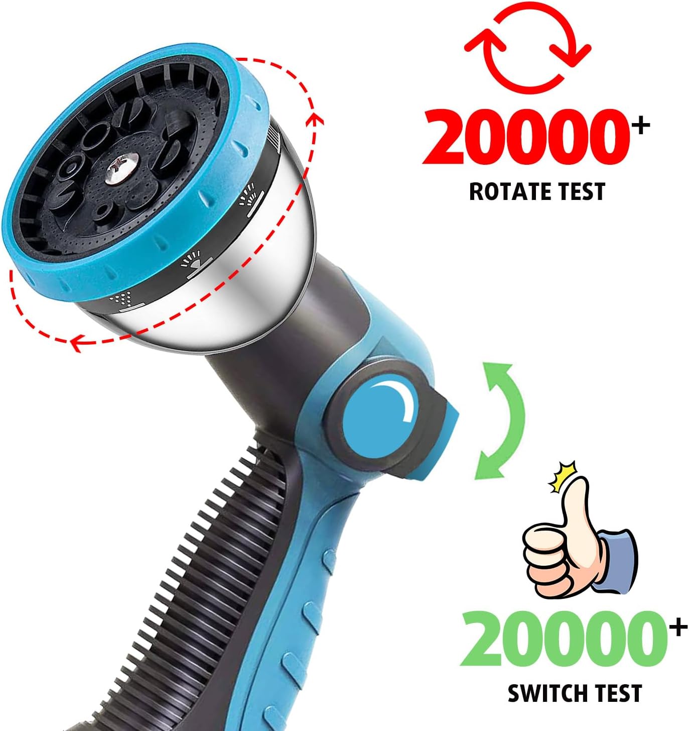 Garden Hose Nozzle, Durable High Pressure Water Hose Sprayer Nozzle with 10 Patterns for Watering Plants, Washing Cars, Cleaning Patio, Showering Pets