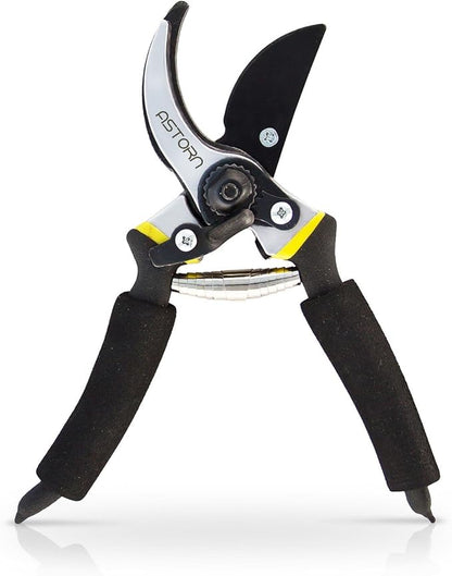 Astorn 8" Premium Bypass Pruning Shears for Gardening - Heavy Duty, Ultra Sharp Garden Shears w/Ergonomic Soft Grip Handle - Made with High-Grade Carbon Steel - Ideal for Cutting, Gardening & Trimming