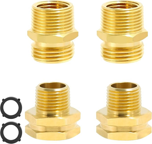 TAROSE 4 Pack Brass Garden Hose Adapter, Male to Male Hose Adapter Connector, GHT to NPT Adapter Hose Fitting,Brass Garden Hose to Pipe Fittings Connect