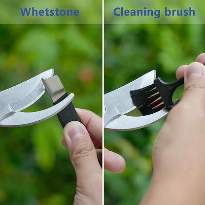 3-pack Garden Pruning Shears Set with Stainless Steel Blades, Bypass Pruners, Handheld Secateurs, Tree Trimmers, with Garden Scissors Whetstone,a Clean Brush and a hard Case