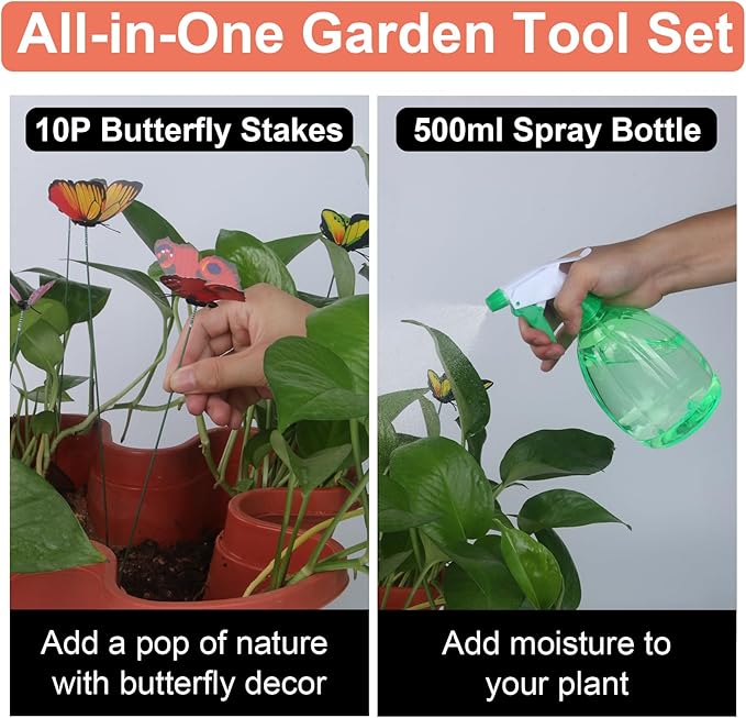 Vertical Planter, 7 Tier Stackable Strawberry Planter with Garden Tool Set, Movable Indoor/Outdoor Garden Herb Pot for Growing Vegetables and Succulents, Red