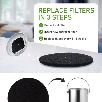 10 Pack Charcoal Filters for Kitchen Compost Bin, Compost Filters for Countertop Bin Pail Replacement, Activated Charcoal Home Bucket Refill Sets, Round 6.7 Inch