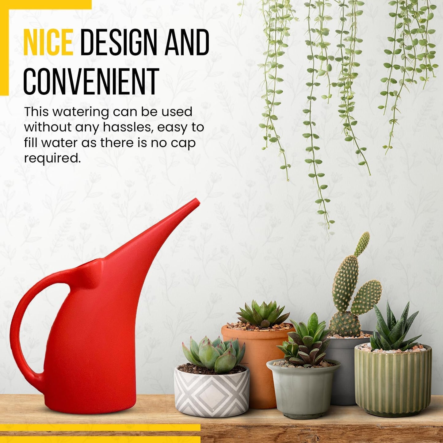 KP KOOL PRODUCTS (1 Pack) 1/2 Gallon Mini Watering can for Outdoor Plants Flower BPA Free (Red)