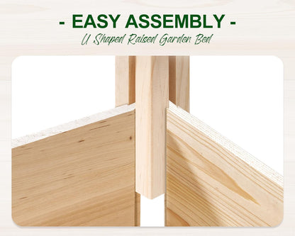 AMERLIFE U-Shaped Raised Garden Bed, 7.5Wx6Dx1.6H Free Combination Outdoor Wooden Raised Garden Bed Planter with 19.6" Depth Planter Box