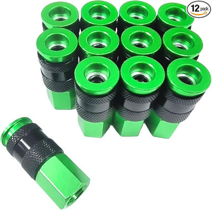 Air Hose Fittings, 1/4" Female NPT Air Coupler Kit, 12 Pieces Air Compressor Fittings, Aluminum Quick Connect Air Fittings, 300 PSI