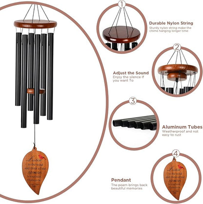 Sympathy Wind Chimes for Outside Deep Tone Windchimes Outdoors Memorial Wind Chimes for Loss of Loved One Mother Father Husband Wife Bereavement Memorial Gifts Sympathy Wind Chime Outdoor Patio Decor