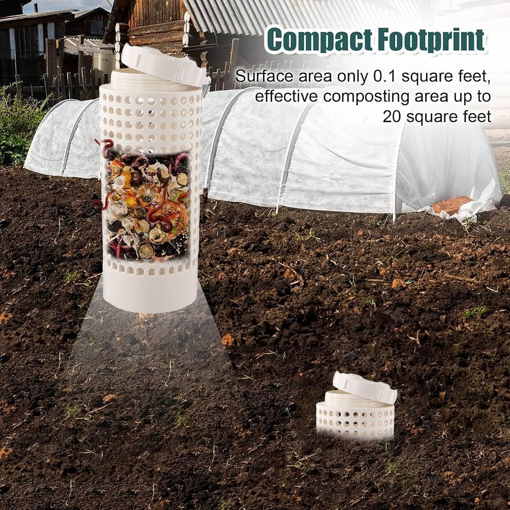 Inground Farm Composter, Outdoor Farm Compost Bin for Reducing Kitchen Food Waste, Raised Garden Beds and Yards, 12 x 6 x 6 inches, Sustainable Gardening Tool Worm Composter (2)