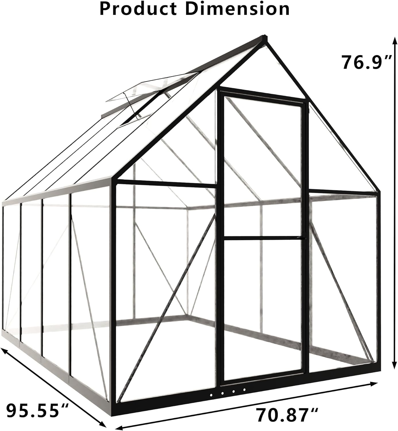 HOOYEAH 6 x 8 FT Polycarbonate Greenhouse, Winter Greenhouses for Outdoors,Outdoor Greenhouse with Roof Air Vent, Heavy Duty Walk-in Aluminum Green House for Outside Garden Backyard