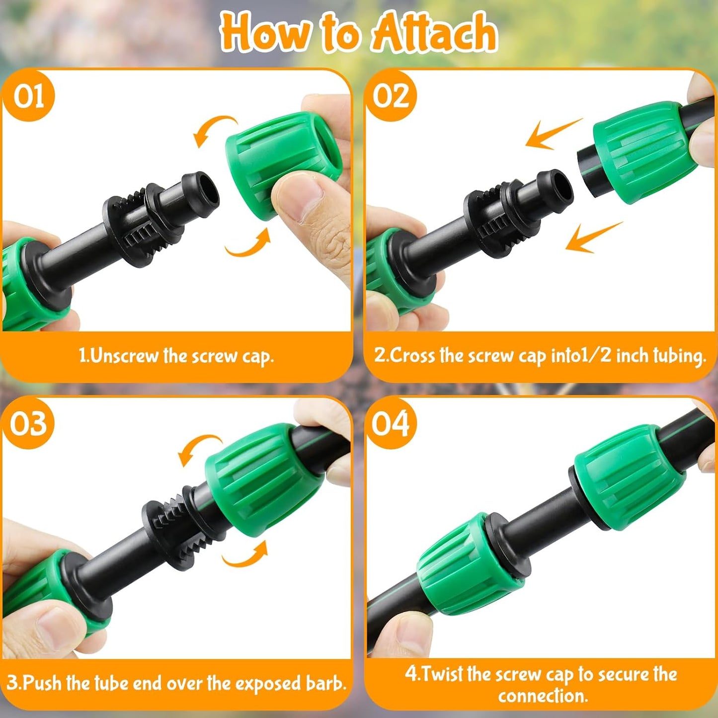 Drip Irrigation Fittings for 1/2 Inch Drip Tubing (1/2" ID x 0.65" OD)：1/2'' Drip Line Couplings Anti-drop Locked Nut Barbed Straight Coupling Connectors for Garden Irrigation System (12 Pack)