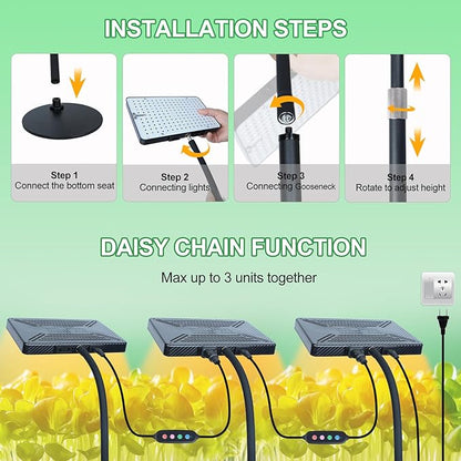 25W Table Top Grow Lights for Indoor Plants, Seed Starting, Bonsai with Timer Auto On/Off, 2500 Lumen Enough Bright Like A Small Sun for Your Jungle, Daisy Chain Function, 16"-24" Height Adjustable